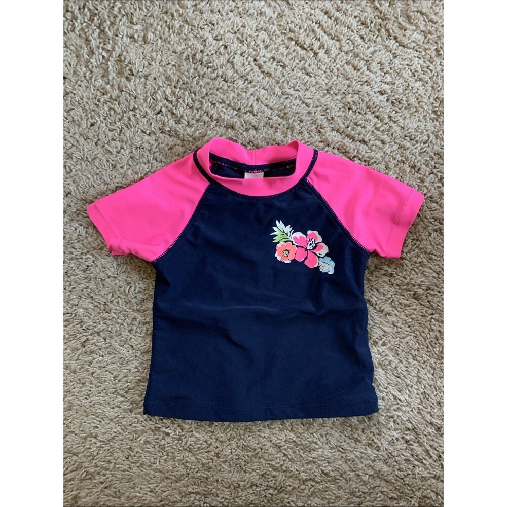 Oshkosh B’gosh Girl Swim Rashguard Top Surf Floral Pink Blue 2T